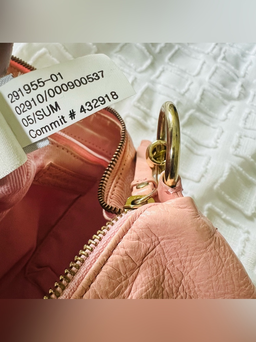 Banana Republic Vintage Salmon Pink Leather Y2K 2000 Bamboo Handle Shoulder Bag - Picture 8 of 16